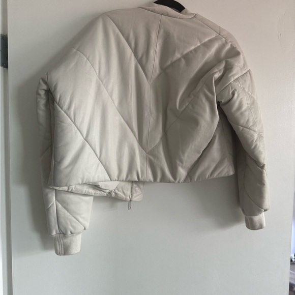 All Saints cream leather bomber jacket - Picture 3 of 3